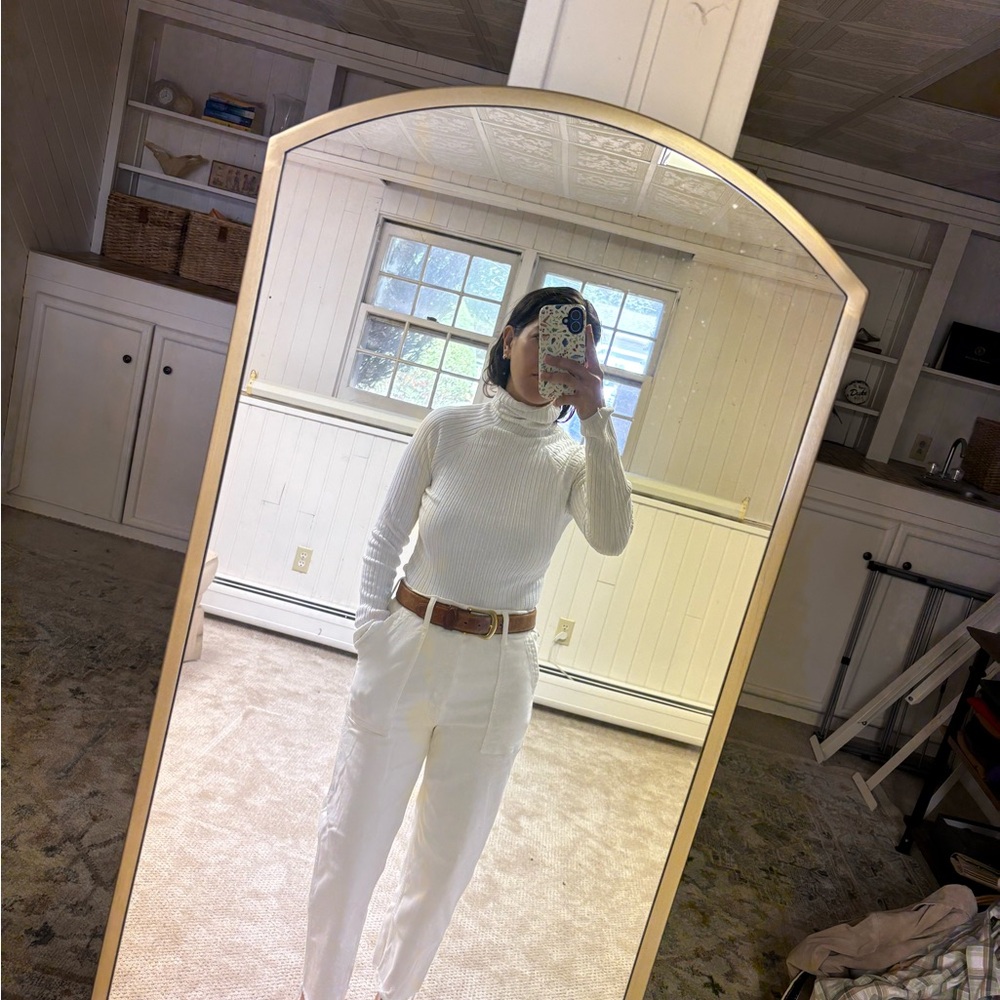 INC International Concepts White Ribbed Turtleneck Long-sleeve Top